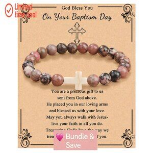 Stretch Stone Cross Bracelet Christian Jewelry Faith Gift Women